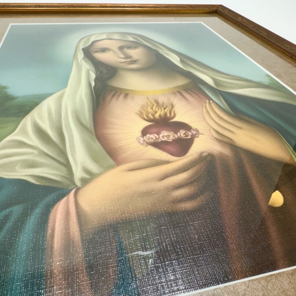 Immaculate Heart of Mary Framed Print/Painting??? 21”x17” Gold Tone Finish Frame - Picture 13 of 16